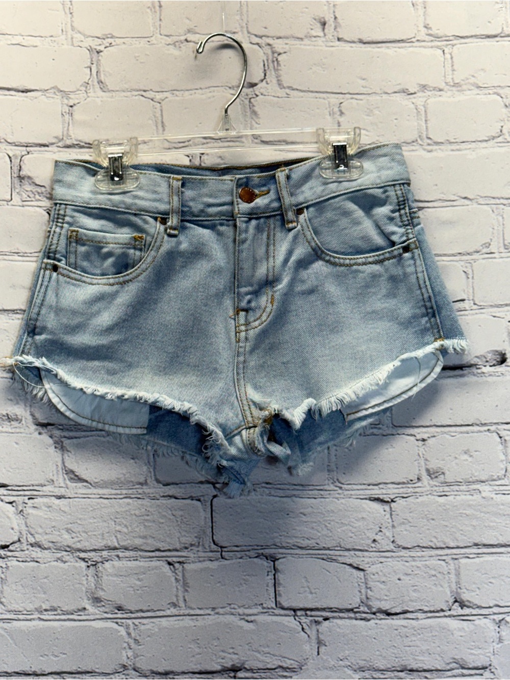 Bullhead Jean Shorts Size 24 Womens High Rise Short Distressed Blue Denim